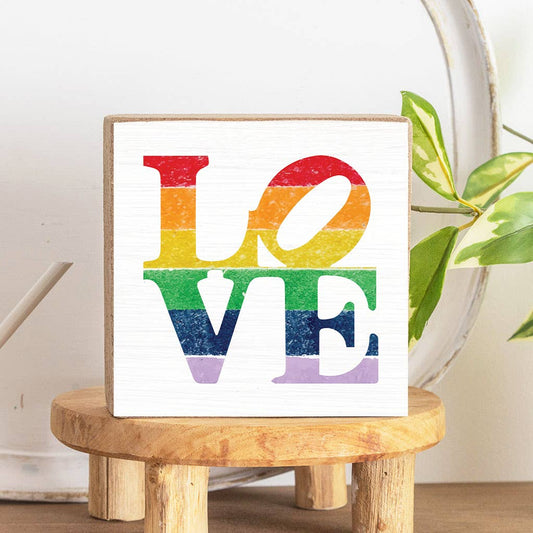 Rainbow Stacked Love Decorative Wooden Block