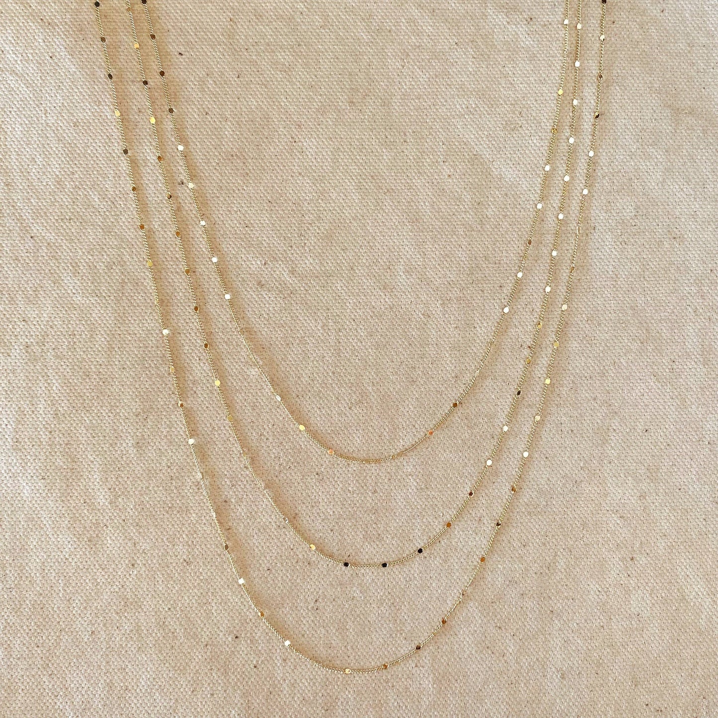 Gold Curb Chain With flat dots 20 inches 18k