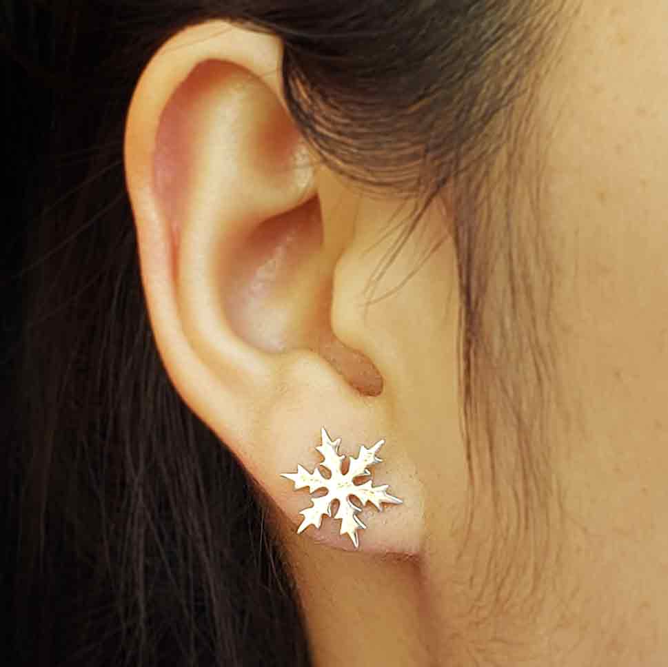 Nina Designs - Sterling Silver Snowflake Post Earrings 11mm