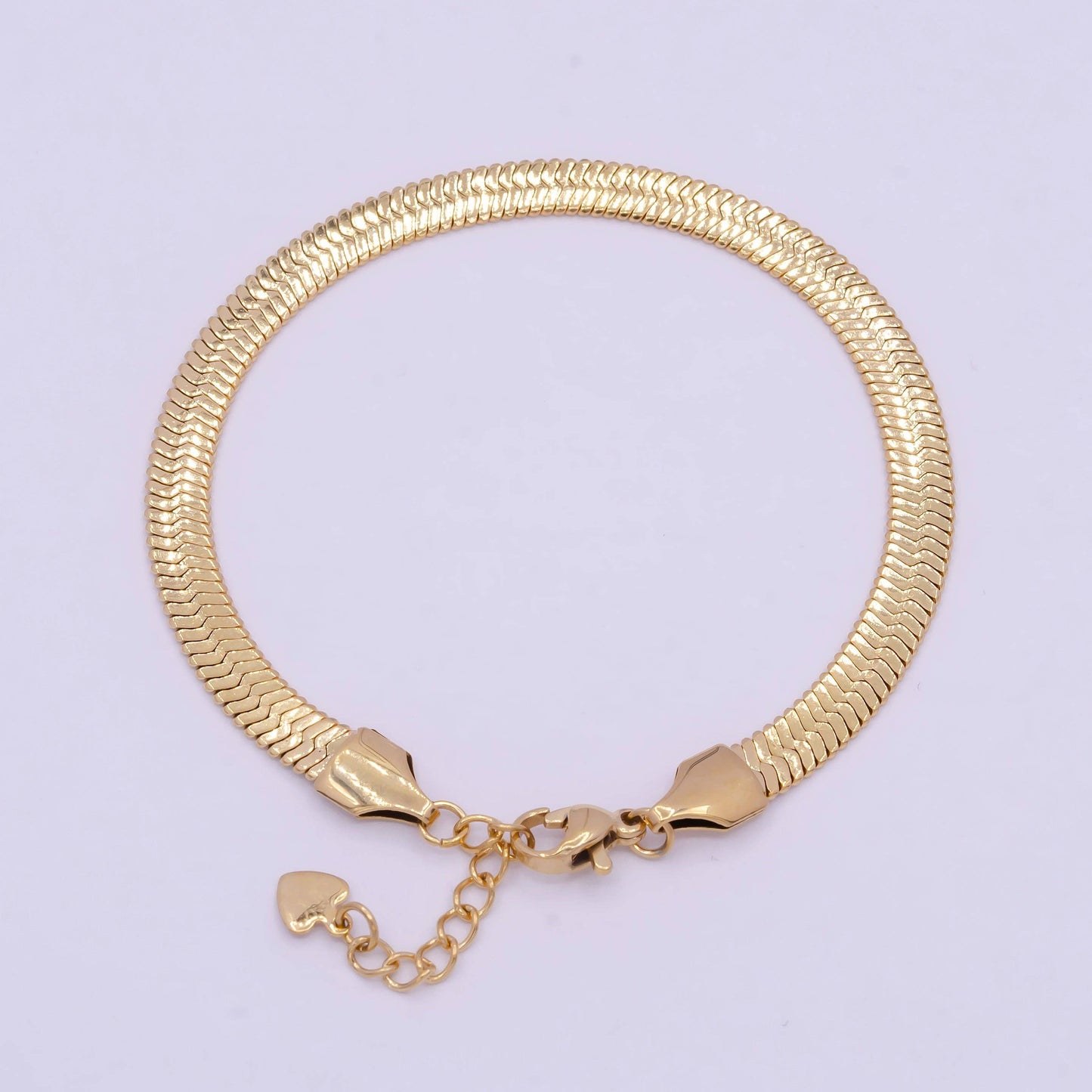 Gold 3mm wide Herringbone Bracelet