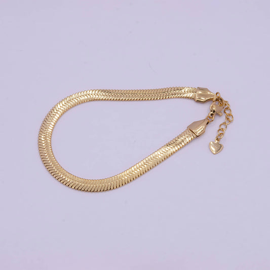 Gold 3mm wide Herringbone Bracelet