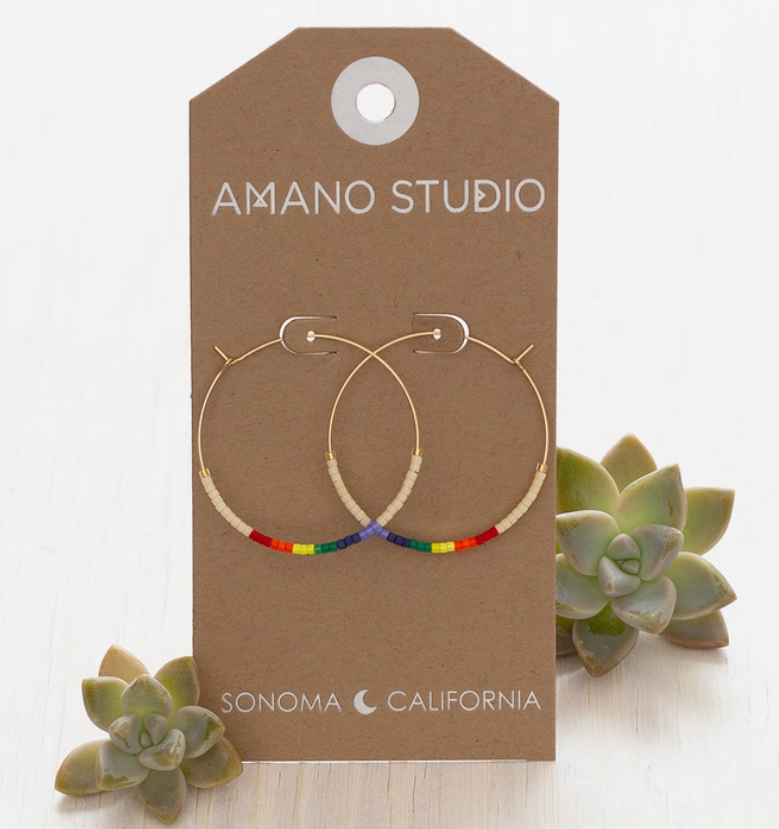 Amano Studio - Japanese Seed Bead Hoops- Rainbow