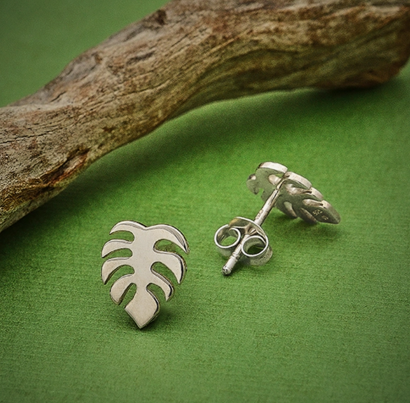 Monstera Stud Earrings