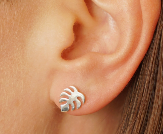 Monstera Stud Earrings