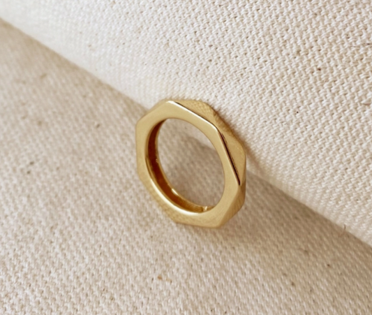 18k Gold Faceted Band Ring