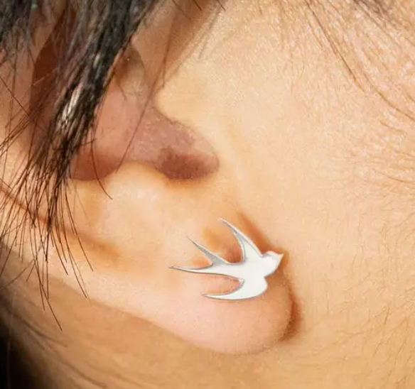 Nina Designs - Sterling Silver Swallow Post Earrings 9x13mm