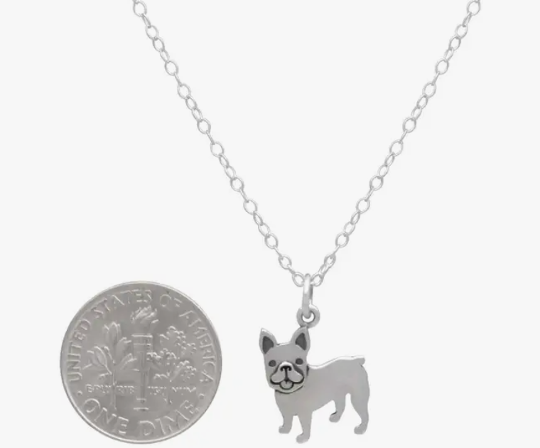 Nina Designs - Sterling Silver French Bulldog Dog Necklace 18 Inch