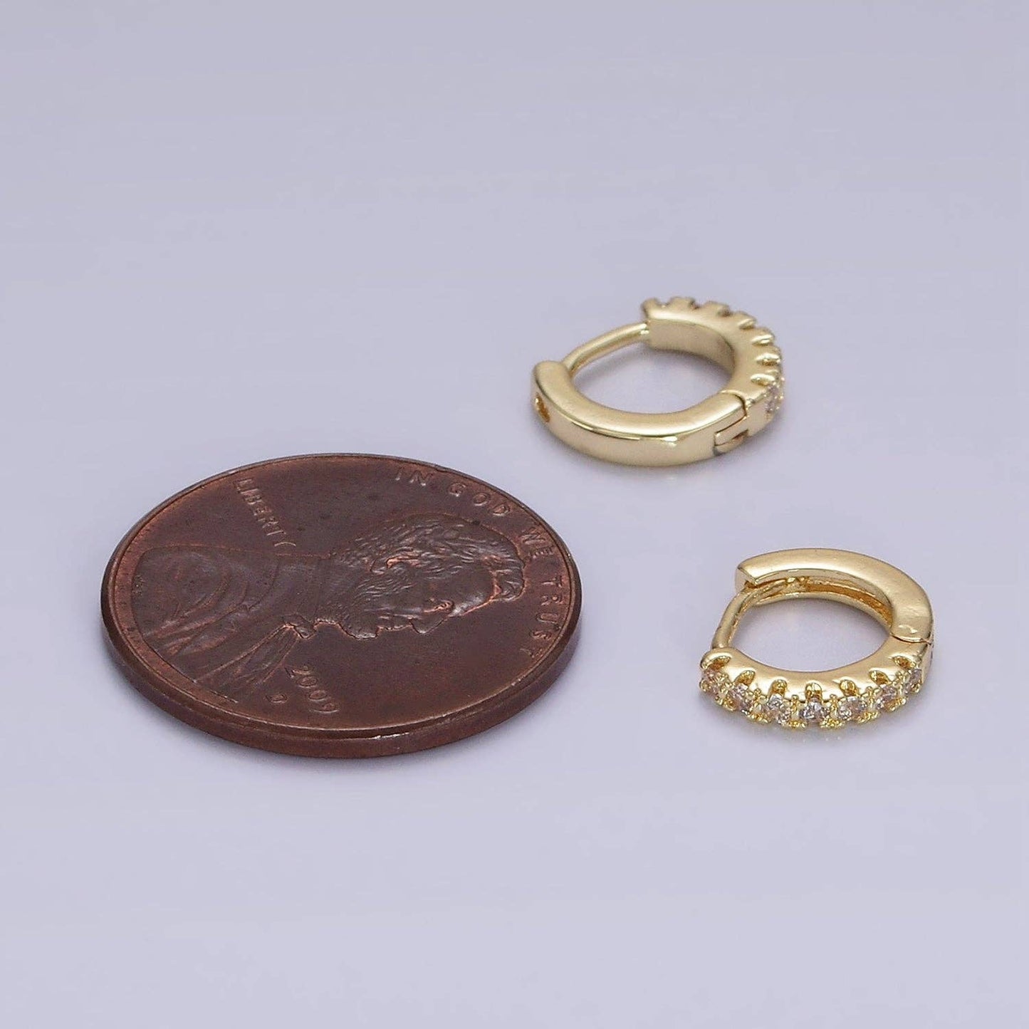 Gold Tiny CZ Huggie Earrings