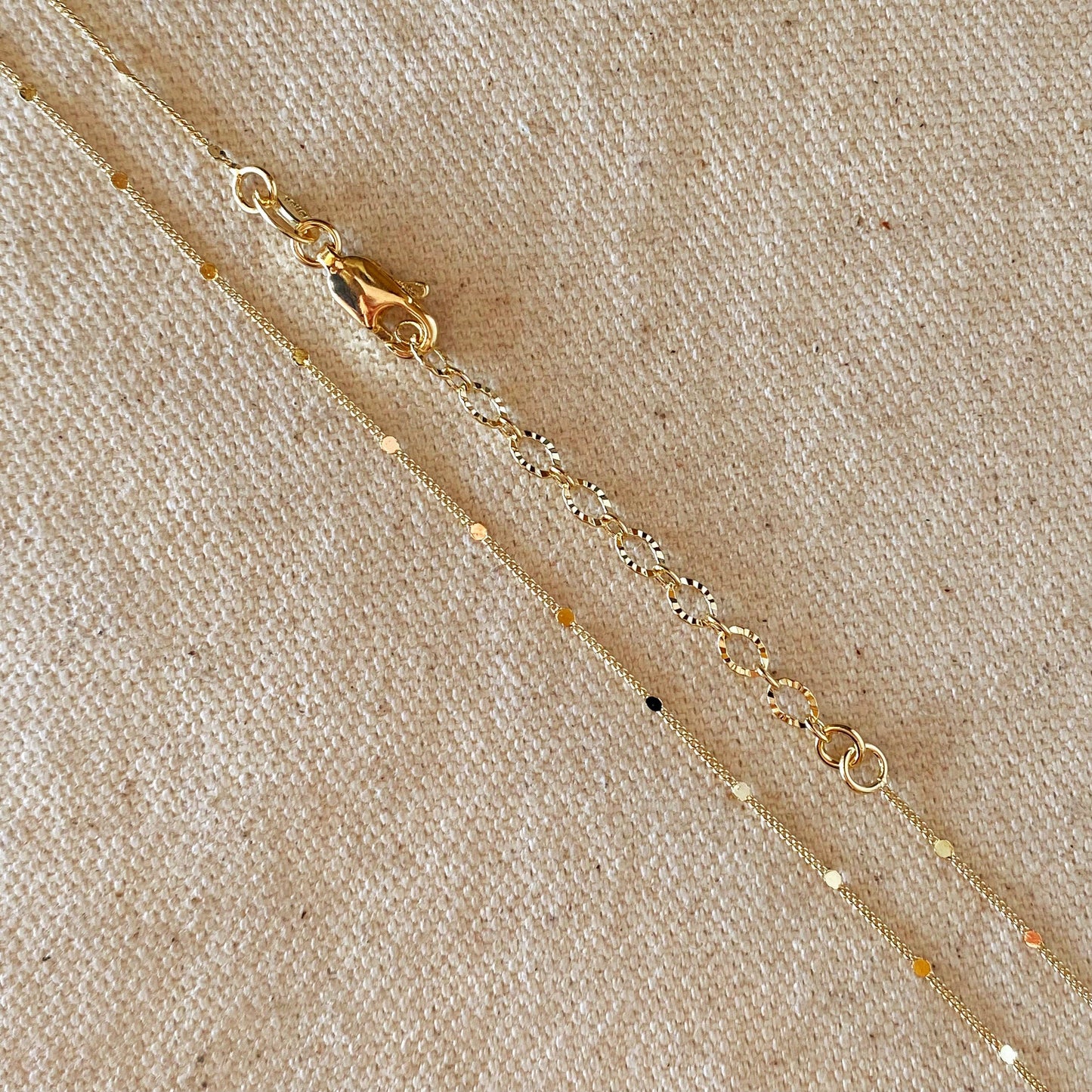 Gold Curb Chain With flat dots 20 inches 18k