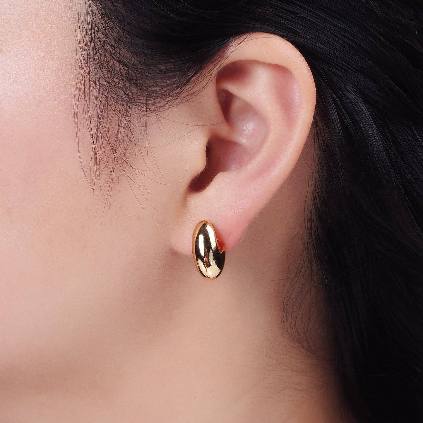 Gold Chubby J-Bean Earrings