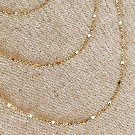 Gold Curb Chain With flat dots 20 inches 18k