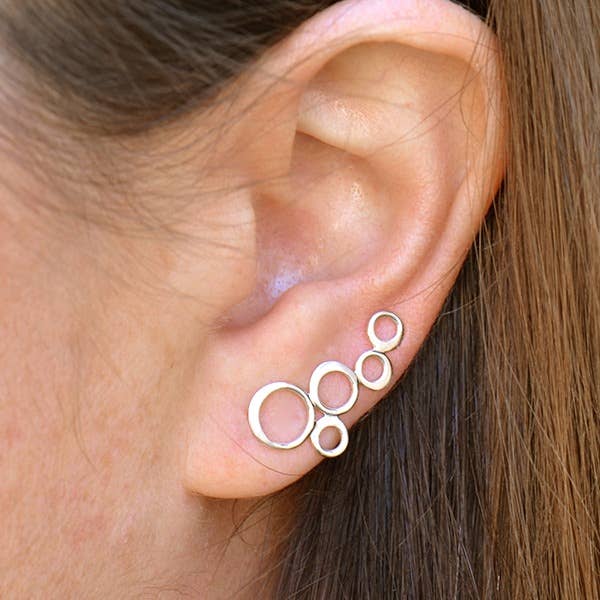 Nina Designs - Sterling Silver Bubble Ear Climbers 22x12mm