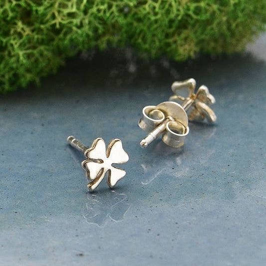 Nina Designs - Sterling Silver Four Leaf Clover Post Earrings